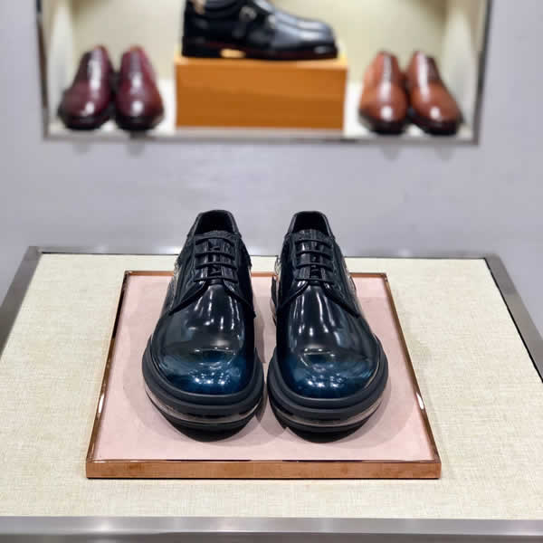 Prada Men Oxfords Formal Men's Leather Shoes Business Man Wedding Brogue Shoes Lace Up Soft Male Footwear Flat